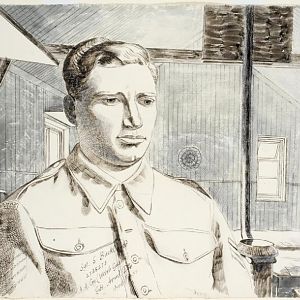 Portrait of Sergeant S Buckland in uniform; IWM ART LD 3049