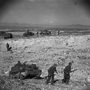 Infantry and carriers of the Grenadier Guards, near the Kasserine Pass, 24 February 1943; IWM NA 880