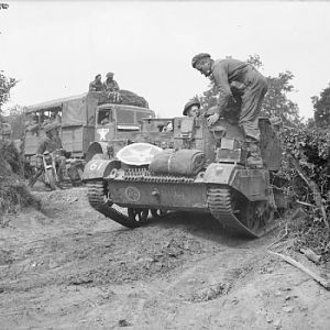 Bren carrier of 1st (Motor) Grenadier Guards, Guards Armoured Division, near Le Tourneur, 2 August 1944; IWM B 8523