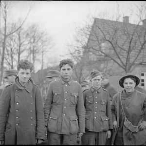 Young German POWs captured by Guard's Armoured Division, 6 April 1945; IWM BU 3157