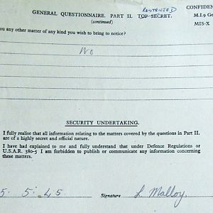 MALLOY, Lawrence Lewis, 2722899, Guardsman, 1st Battalion IRISH GUARDS, Captured Italy 4 Feb 1944 - WO 344-208-2