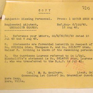 Grenadier Guards Missing Personnel, BEF