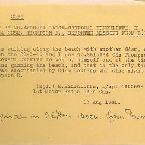 Grenadier Guards Missing Personnel, BEF