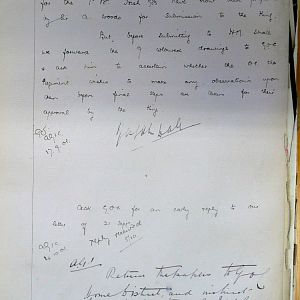 Designs for King's Colour and badges for 1st Battn Irish Guards