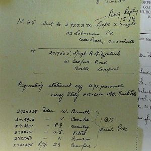 1st Battalion Irish Guards, Italy, Missing Personnel file