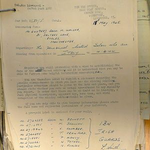 1st Battalion Irish Guards, Italy, Missing Personnel file