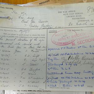 1st Battalion Irish Guards, Italy, Missing Personnel file