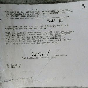 1st Battalion Irish Guards, Italy, Missing Personnel file