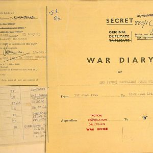 July War Diary, 3 Tank Battalion Scots Guards 1944