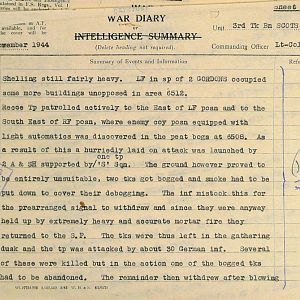 November War Diary, 3 Tank Battalion Scots Guards 1944