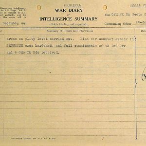 December War Diary, 3 Tank Battalion Scots Guards 1944