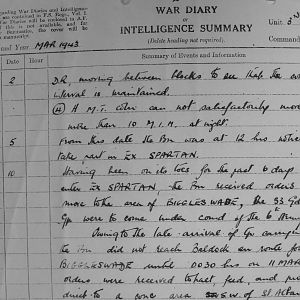 March War Diary, 3rd Battalion Irish Guards, 1943