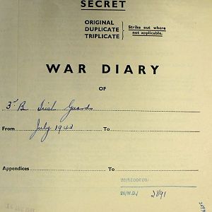 July War Diary, 3rd Battalion Irish Guards, 1943