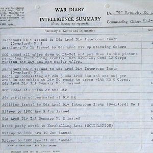 June War Diary, G Branch Guards Armoured Division, 1944