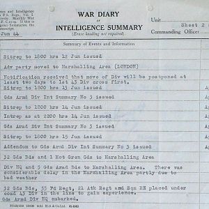 June War Diary, G Branch Guards Armoured Division, 1944