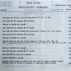 August War Diary, Guards Armoured Division, G Branch, 1944