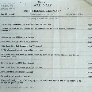 August War Diary, Guards Armoured Division, G Branch, 1944