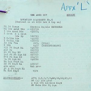 September War Diary, Guards Armoured Division, G Branch, 1944