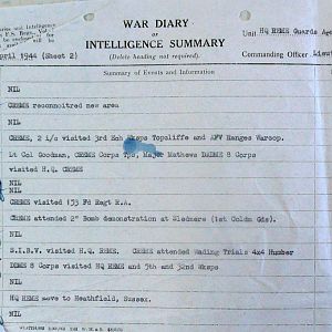April War Diary, Guards Armoured Division C.R.E.M.E., 1944