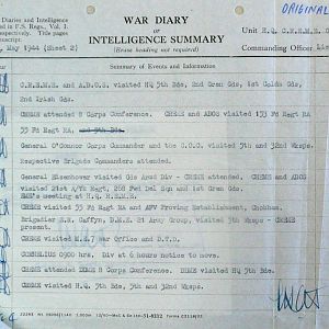 May War Diary, Guards Armoured Division C.R.E.M.E., 1944