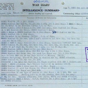 August War Diary, Guards Armoured Division C.R.E.M.E., 1944