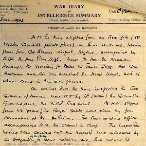 June War Diary, 6th Motor Battalion Grenadier Guards, 1943