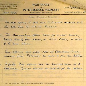 June War Diary, 6th Motor Battalion Grenadier Guards, 1943