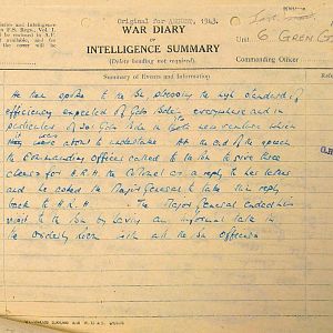 August War Diary, 6th Motor Battalion Grenadier Guards, 1943