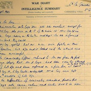 September War Diary, 6th Motor Battalion Grenadier Guards, 1943