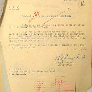 Detention of Feldwebel Ludwig Kiechle