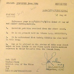 Detention of Feldwebel Ludwig Kiechle