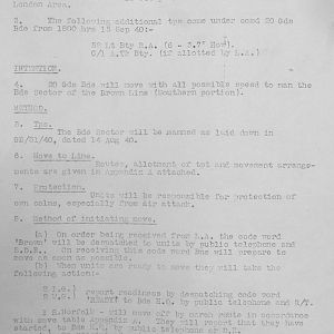 September & October 1940 War Diary, 20 Guards Brigade, Headquarters