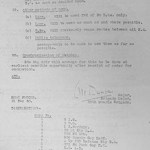 December 1940 War Diary, 20 Guards Brigade, Headquarters