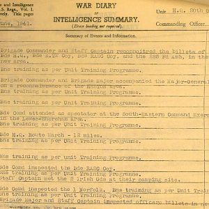 June 1941 War Diary, 20 Guards Brigade, Headquarters