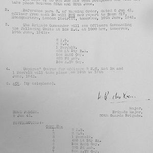 June 1941 War Diary, 20 Guards Brigade, Headquarters