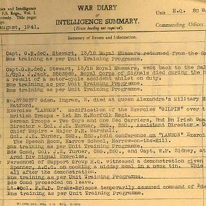 August 1941 War Diary, 20 Guards Brigade, Headquarters