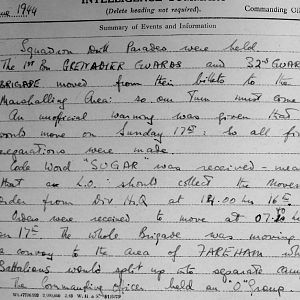 June War Diary, Irish Guards, 2nd Armoured Battalion, 1944