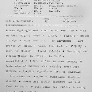 February 1940 War Diary, 3rd Battalion, Grenadier Guards