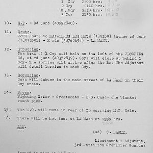 February 1940 War Diary, 3rd Battalion, Grenadier Guards