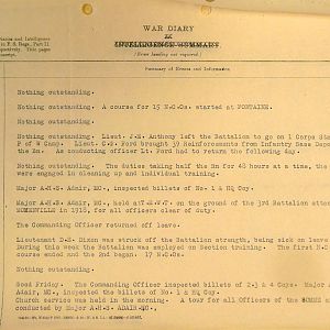 March 1940 War Diary, 3rd Battalion, Grenadier Guards