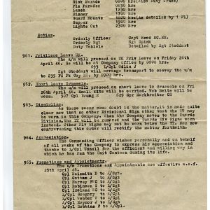 233 Fld Coy Daily Orders Appreciation 26.4.46