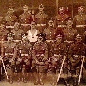 Brigade squad jock & micks jan - June 1939 Tom Brown 6th from left middle row