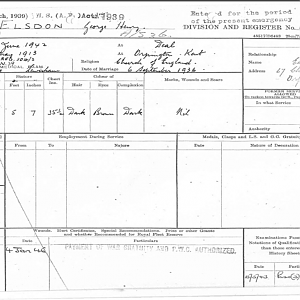 George Elsdon service record, page 1