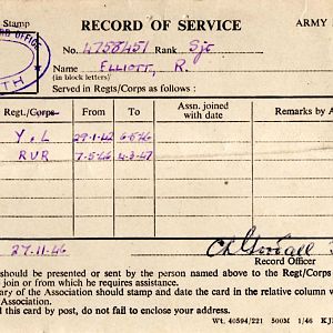 Reg Elliott 4758451   Document   6 York&Lancs  Record Of Service