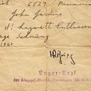 Dads POW Sickness Record