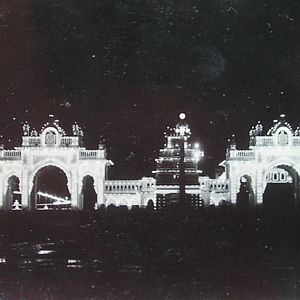 Mysore palace by night.