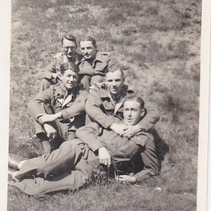 From The Top. Ken Cole, Bill Phillipps, Hugh Dennis, Peter, Dennis Bishop. Hamburg May 45