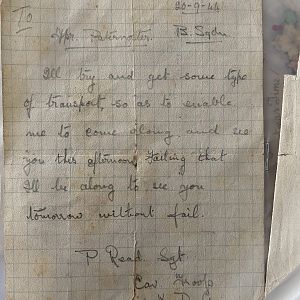 My Great Grandads letter from Sgt. P Read