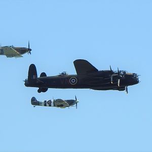 Avro Lancaster, Supermarine Spitfire and Hawker Hurricane at Clacton Air Show