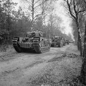 Churchill tanks of 4th Coldstream Guards, 29 November 1944; IWM B 12186